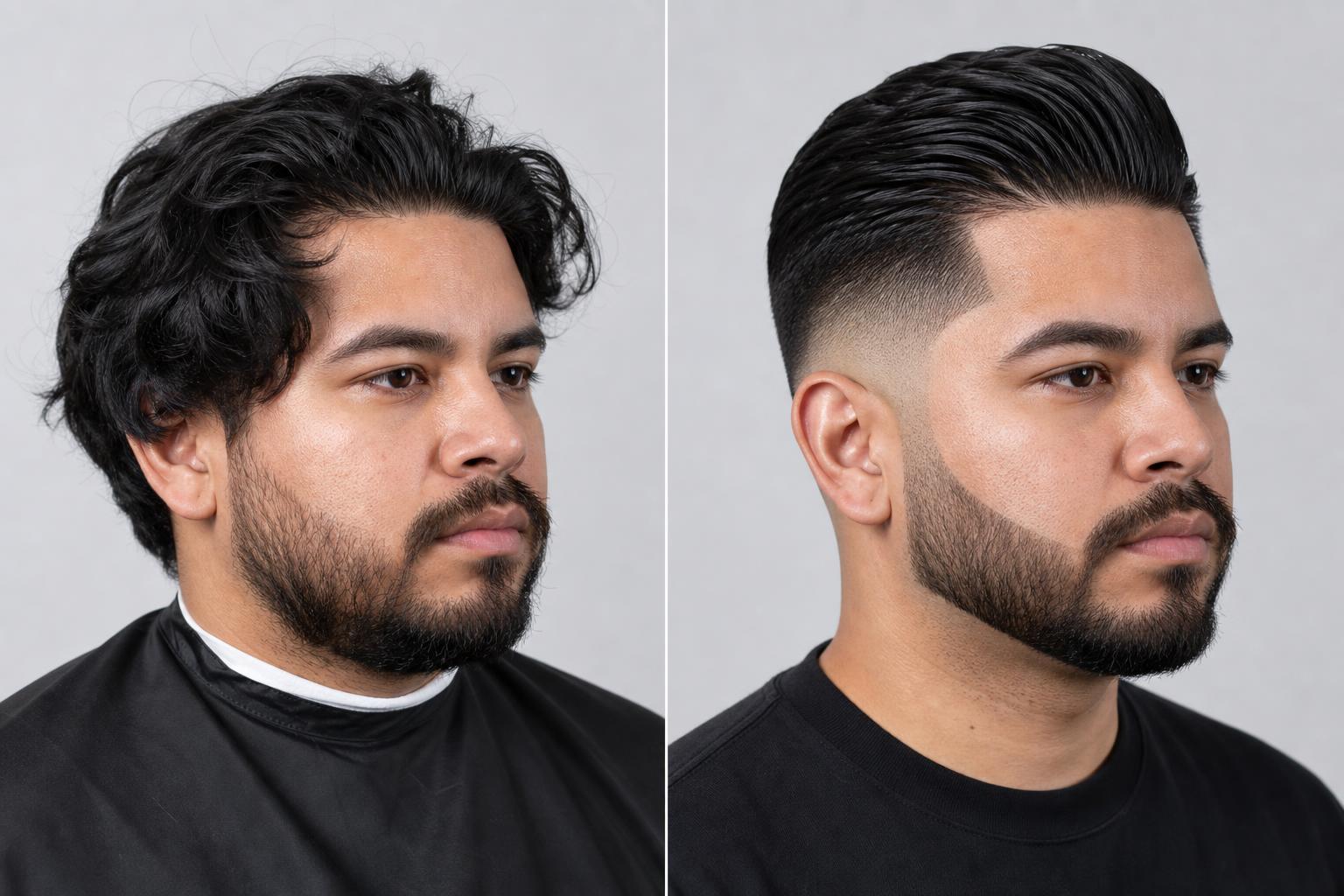Before and after Slick Back & Line Up at Celebrity Barbershop & Salon