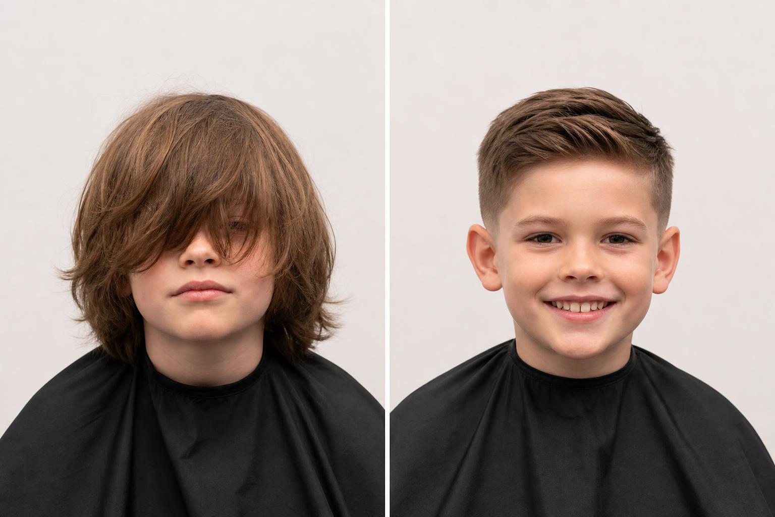 Before and after Kids Classic Cut at Celebrity Barbershop & Salon