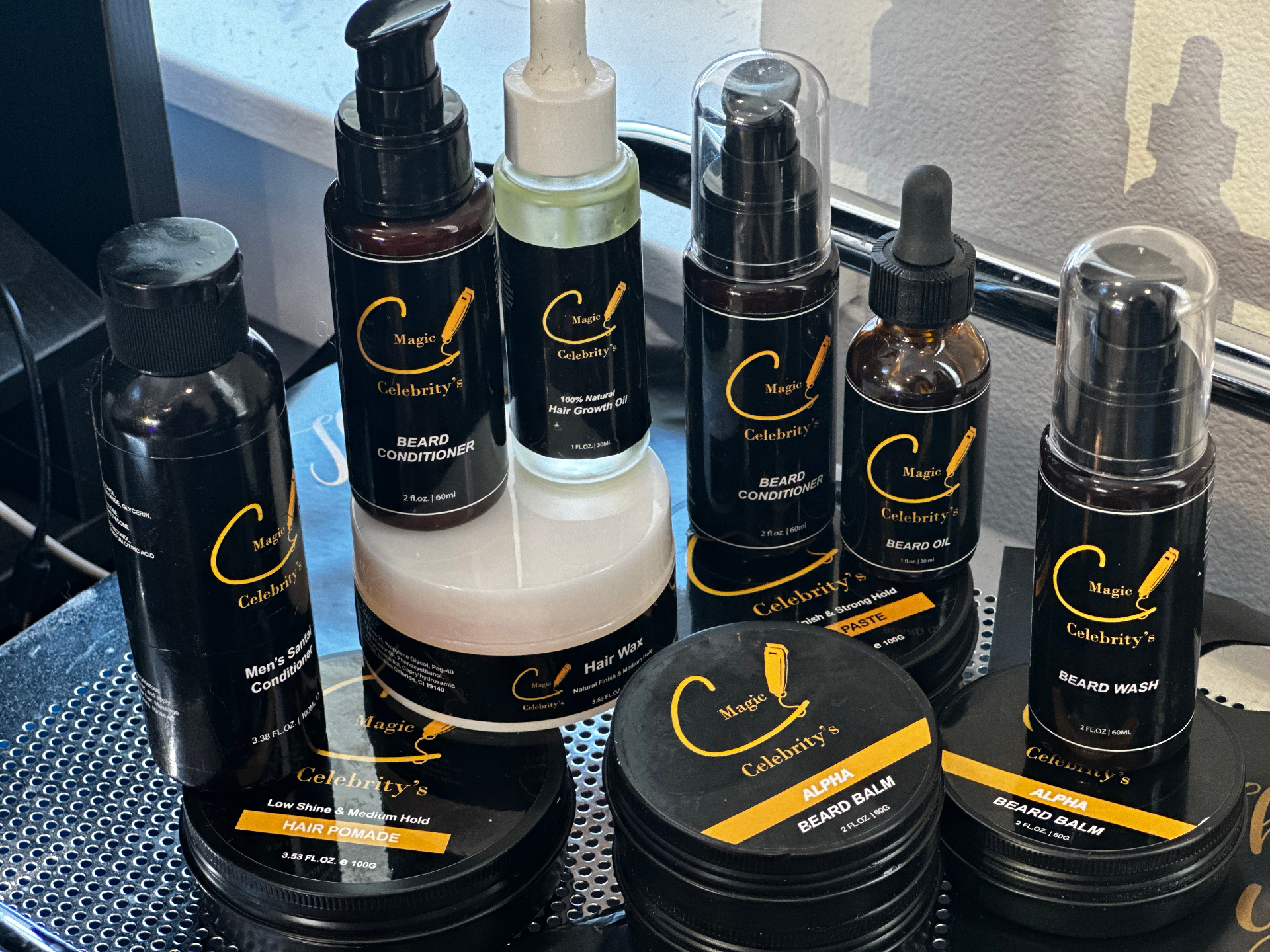 Celebrity's Magic grooming product line — beard oil, balm, conditioner, hair pomade, wax, and more
